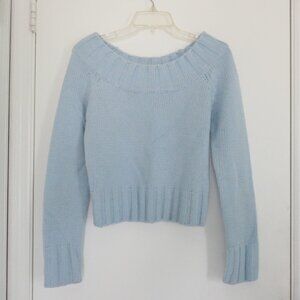 vintage Y2K Derek Heart chunky knit baby blue boatneck sweater size S